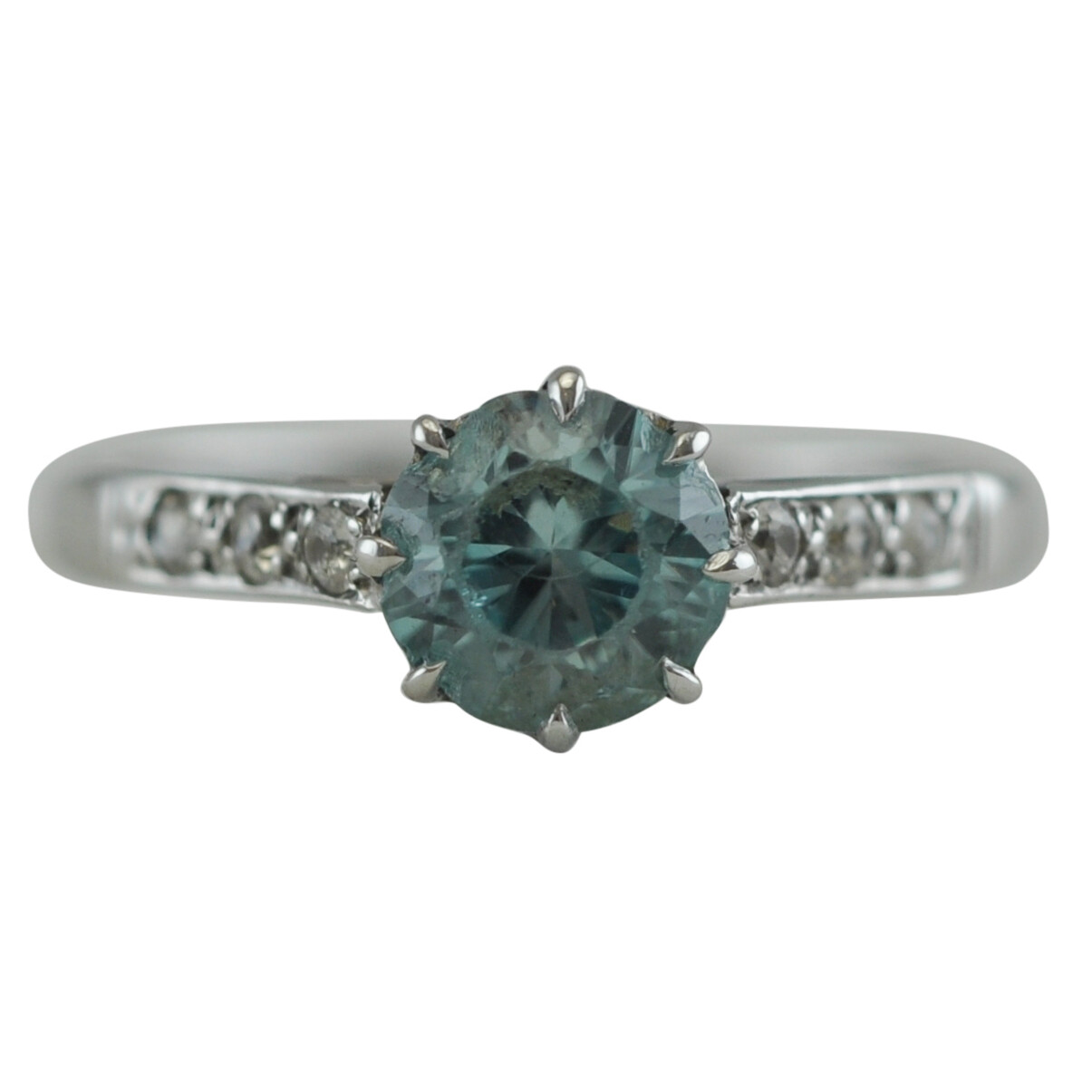9ct White Gold & Blue Zircon Ring
