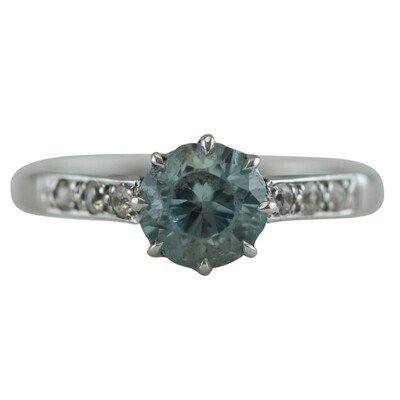 9ct White Gold & Blue Zircon Ring