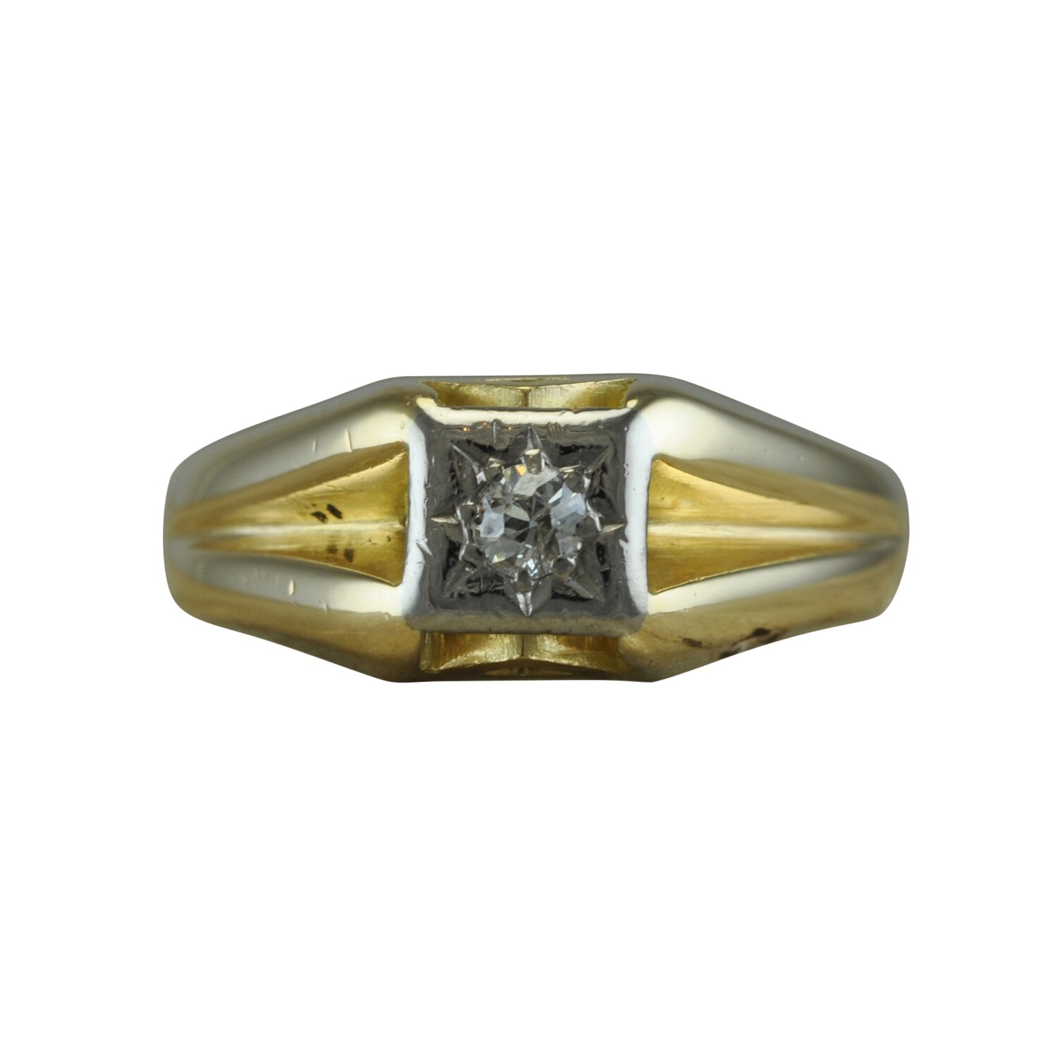 18ct Single Diamond Signet Ring