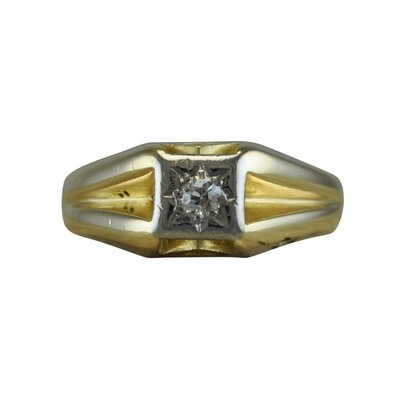 18ct Single Diamond Signet Ring