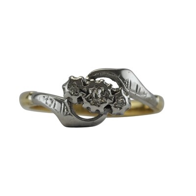 Three Stone Diamond Crossover Ring