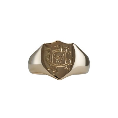 18ct Rose Shield Signet Ring