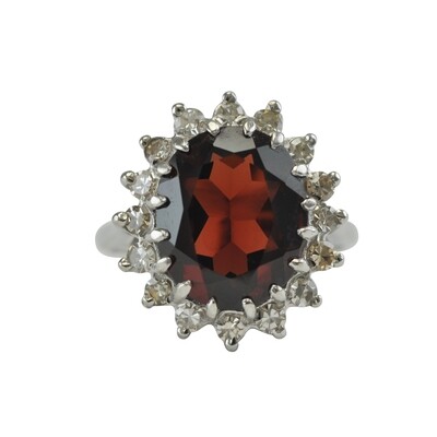 Garnet & Diamond Cluster Ring