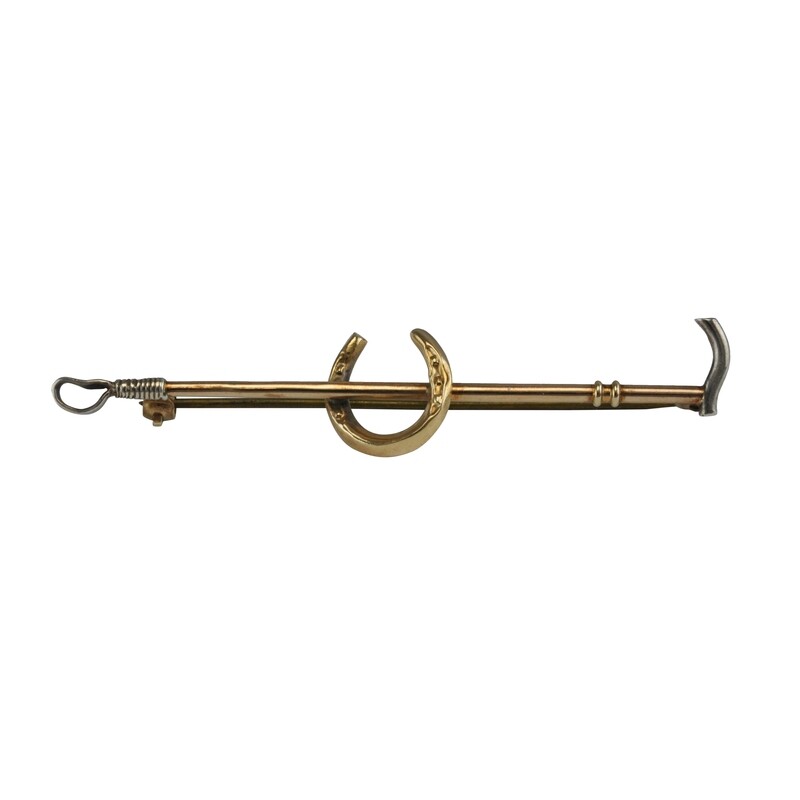 Horseshoe & Riding Crop Brooch