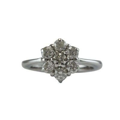 18ct White Gold Diamond Daisy Ring - SOLD