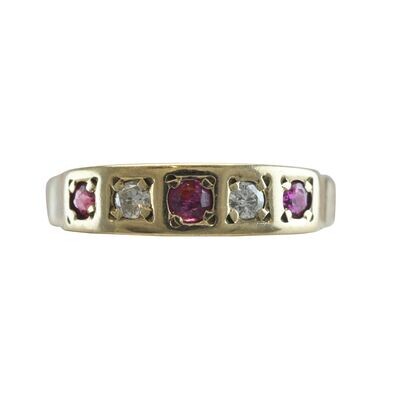 9ct Gold Diamond & Ruby Stacking Ring