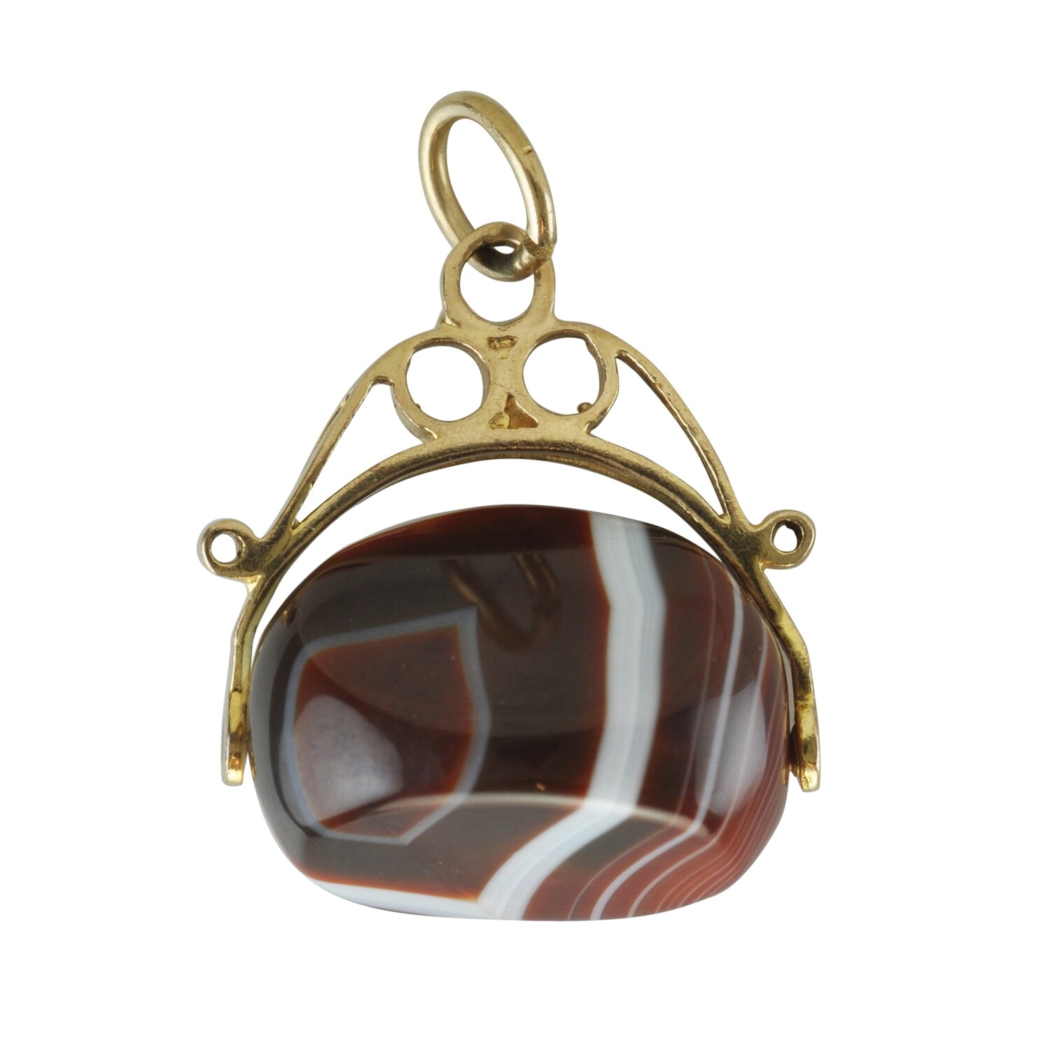 9ct Gold Banded Agate Spinner Fob