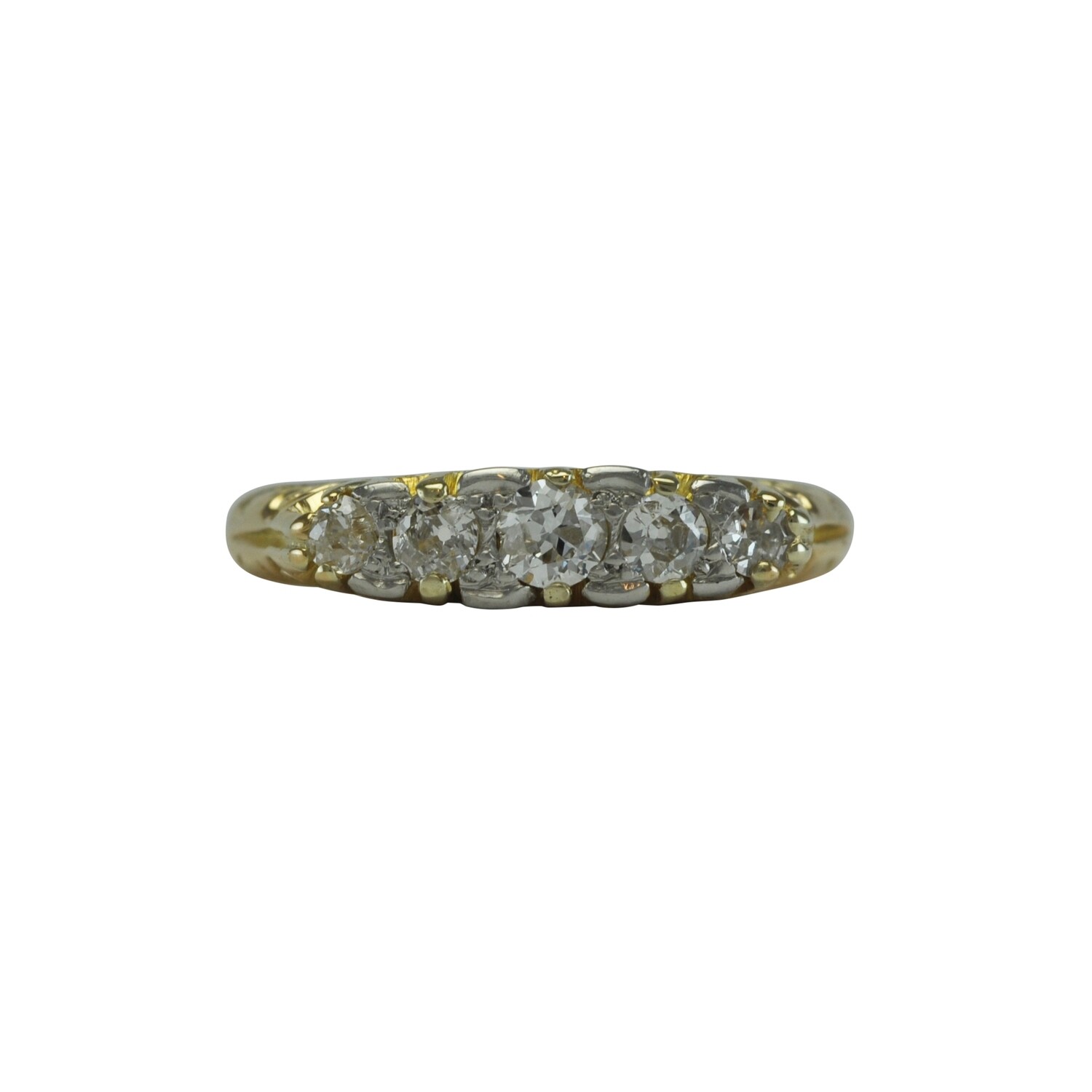 18ct Gold Ornate Five Stone Diamond Ring