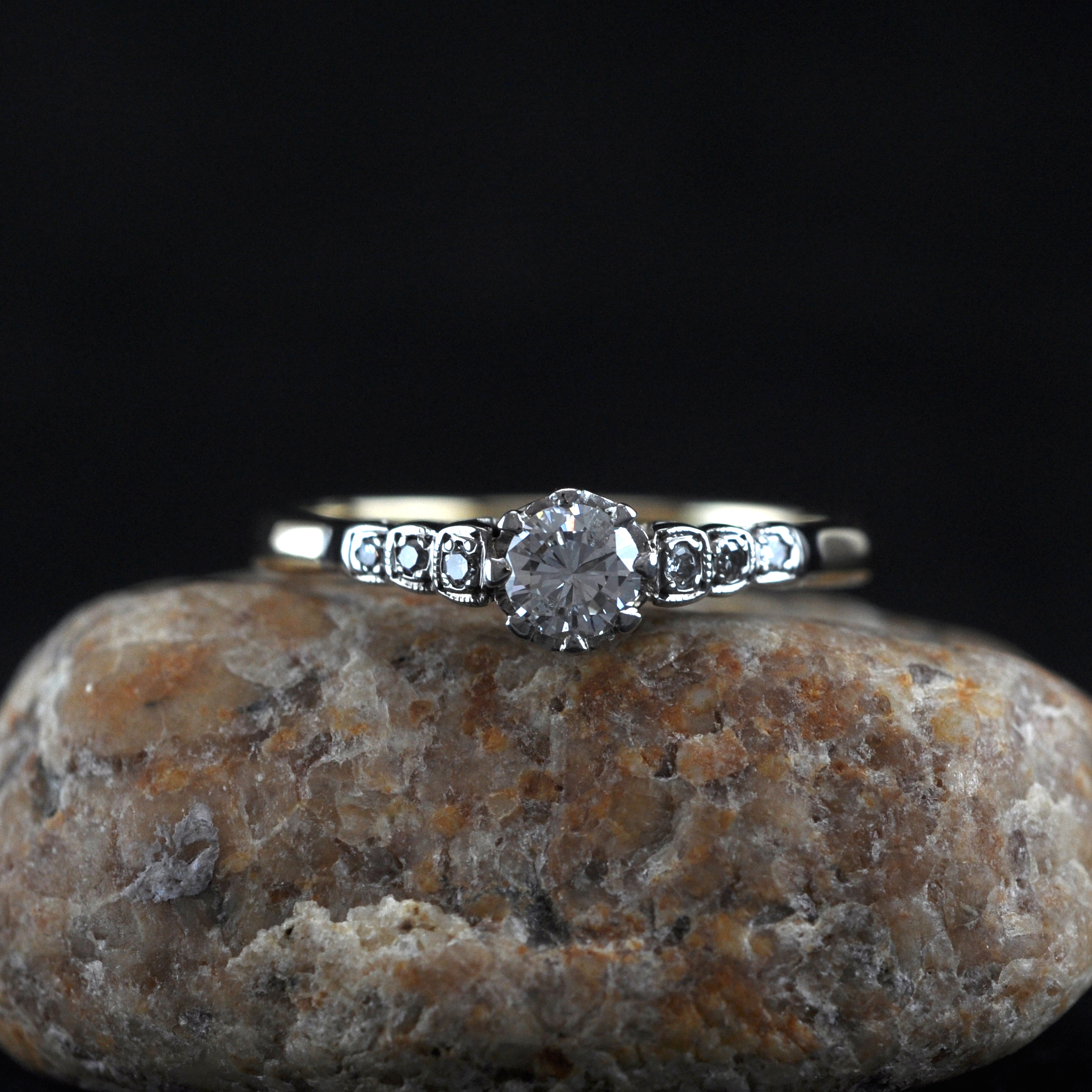 Vintage Engagement Ring With Diamond Set Shoulders