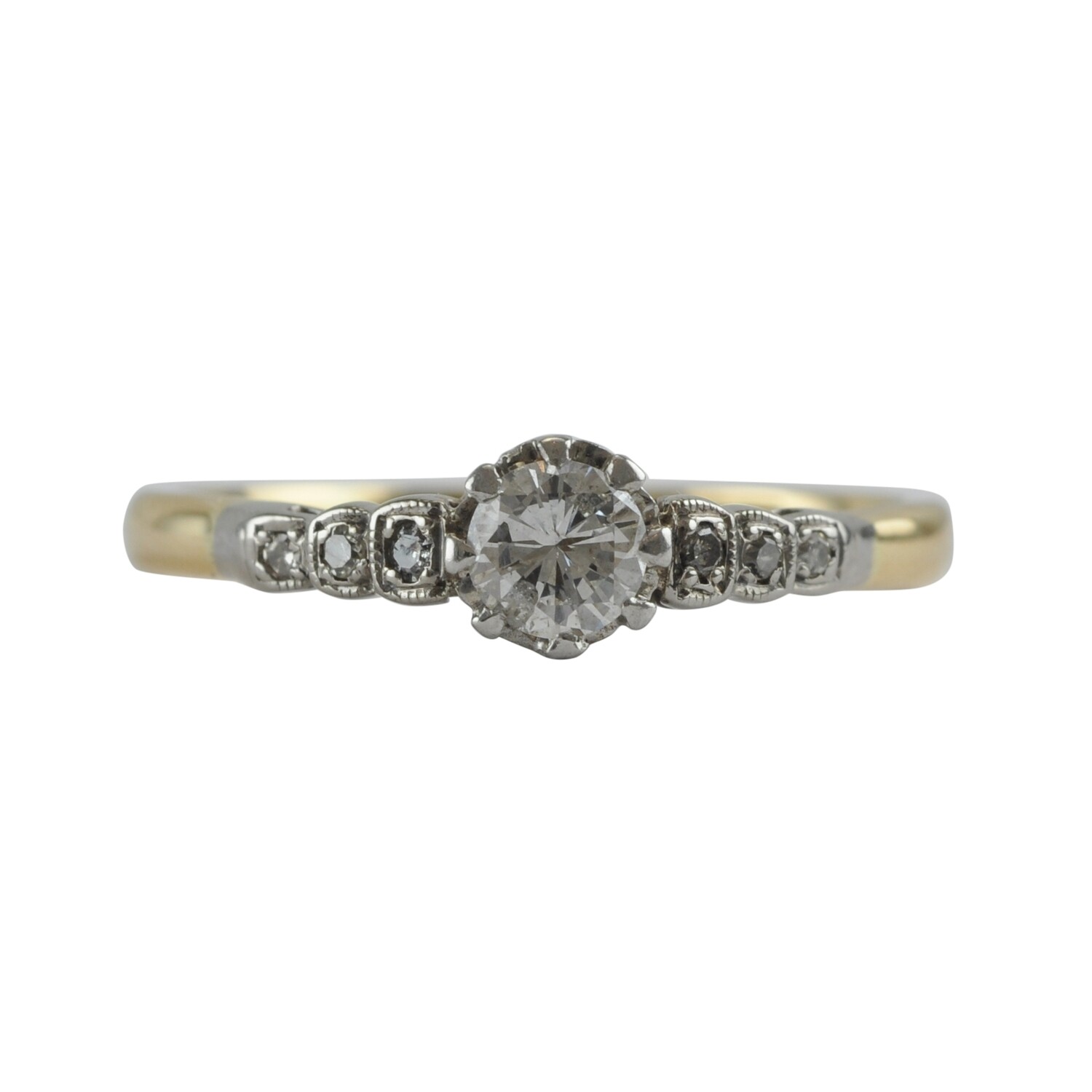 Vintage Engagement Ring With Diamond Set Shoulders