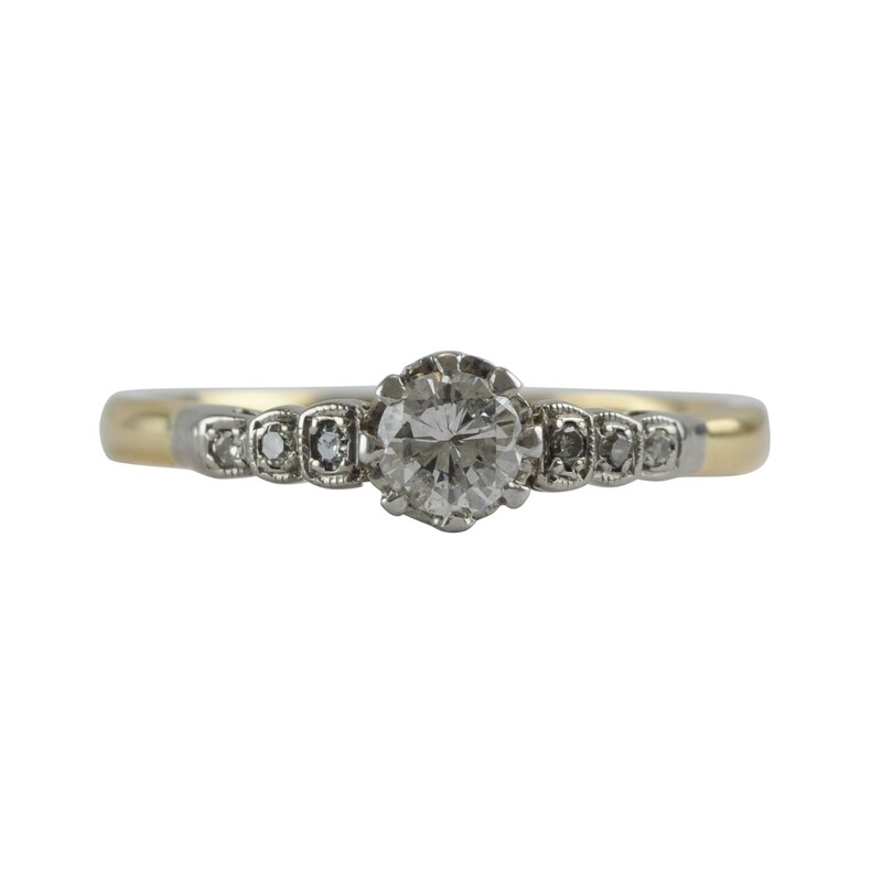 Vintage Engagement Ring With Diamond Set Shoulders
