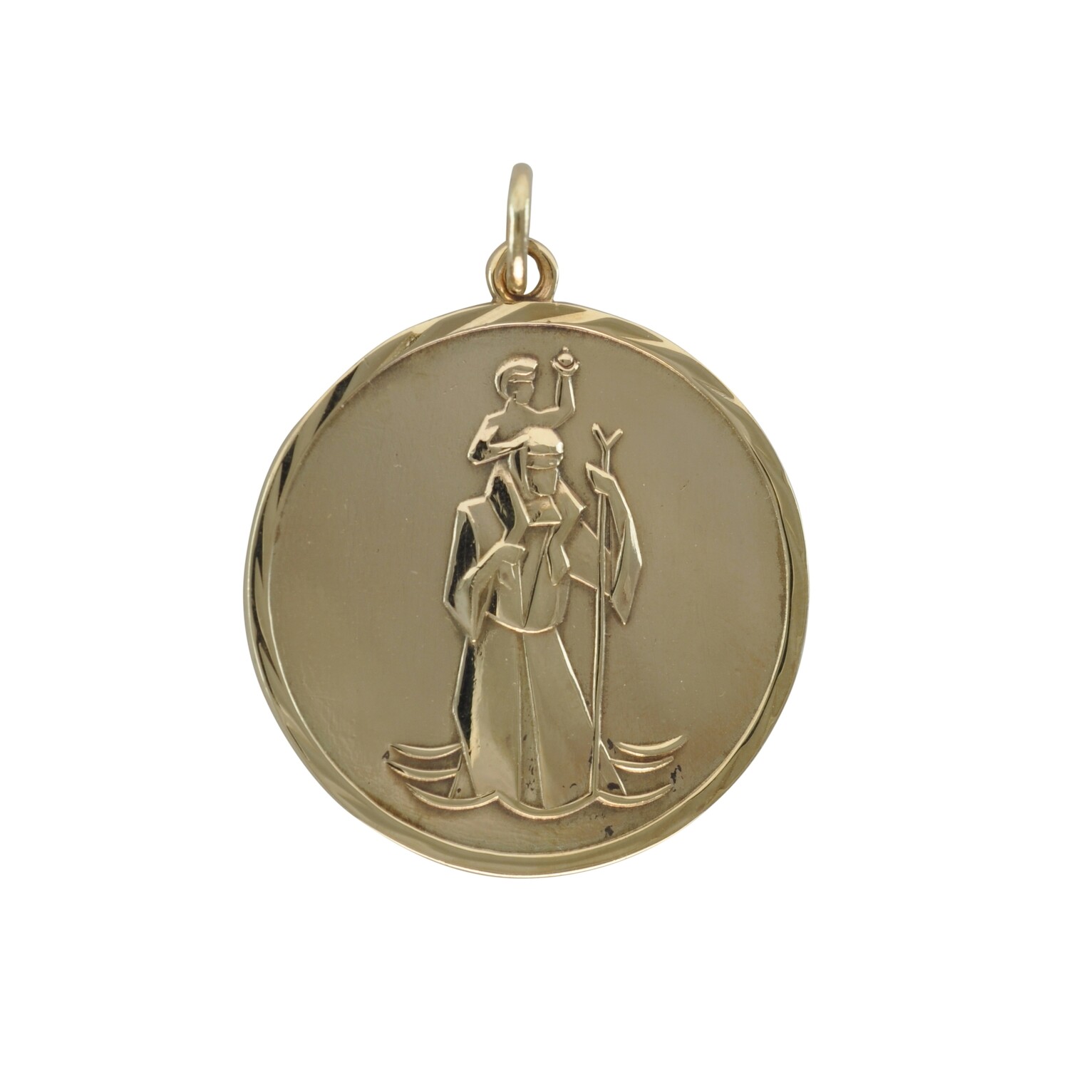 Large Gold St Christopher Pendant.