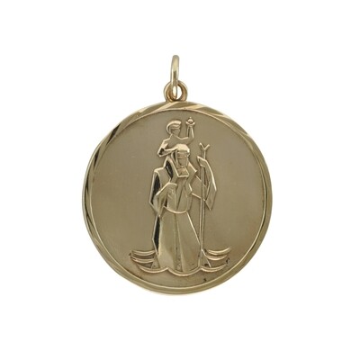Large Gold St Christopher Pendant.