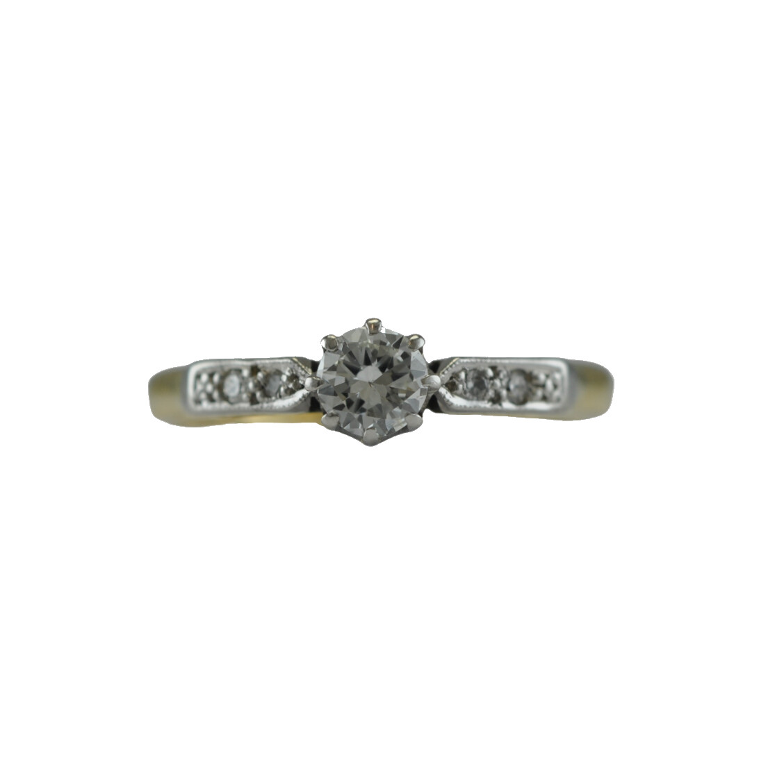 Vintage 18ct Engagement Ring with Diamond Set Shoulders