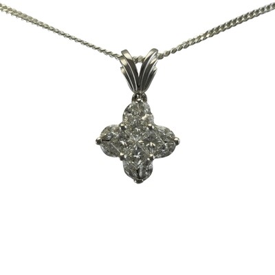 White Gold Diamond Cluster Pendant