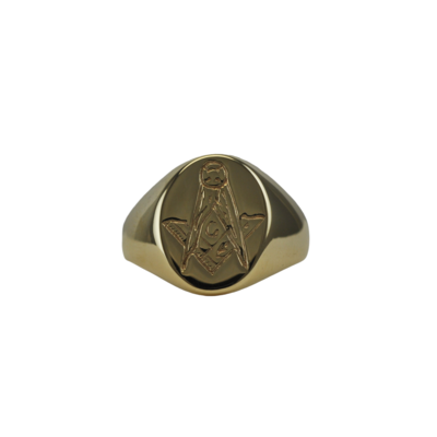 9ct Gold Engraved Masonic Signet Ring