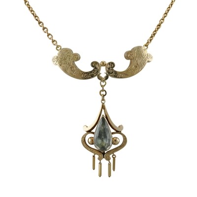 Antique 15ct Gold Aquamarine Necklace
