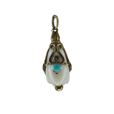 9ct Gold White Coral and Turquoise Charm