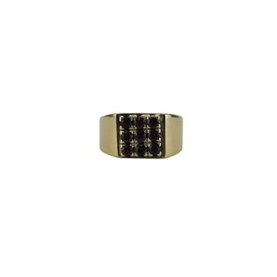 Vintage Garnet Chessboard Signet Ring