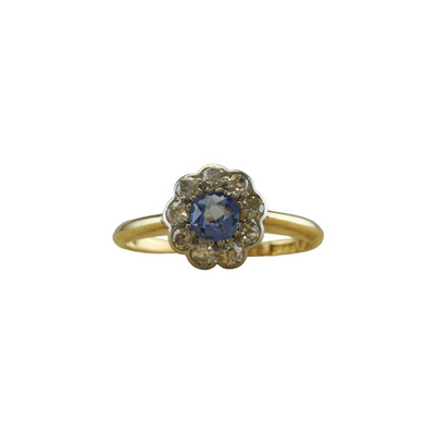 Antique Sapphire and Diamond Daisy Cluster Ring