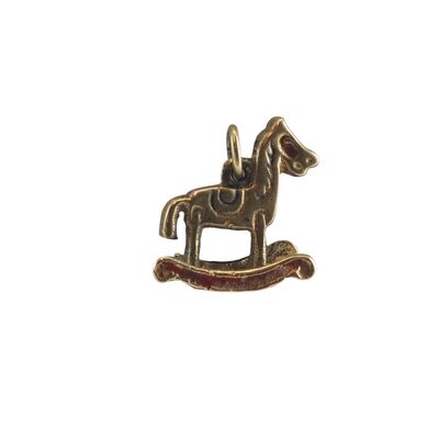 Vintage gold rocking horse charm