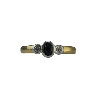 Bezel Set Sapphire and Diamond Ring