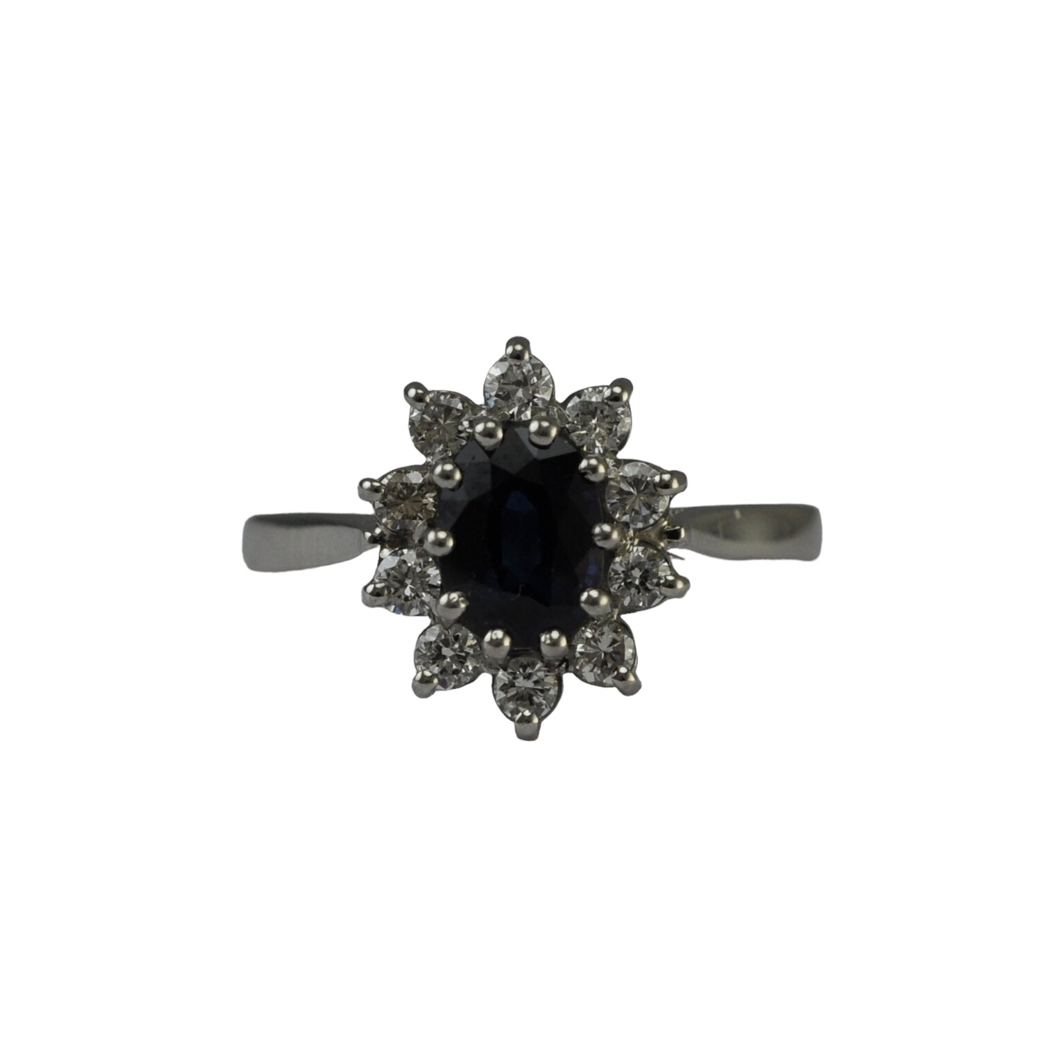 Sapphire and Diamond Platinum Cluster Ring - SOLD