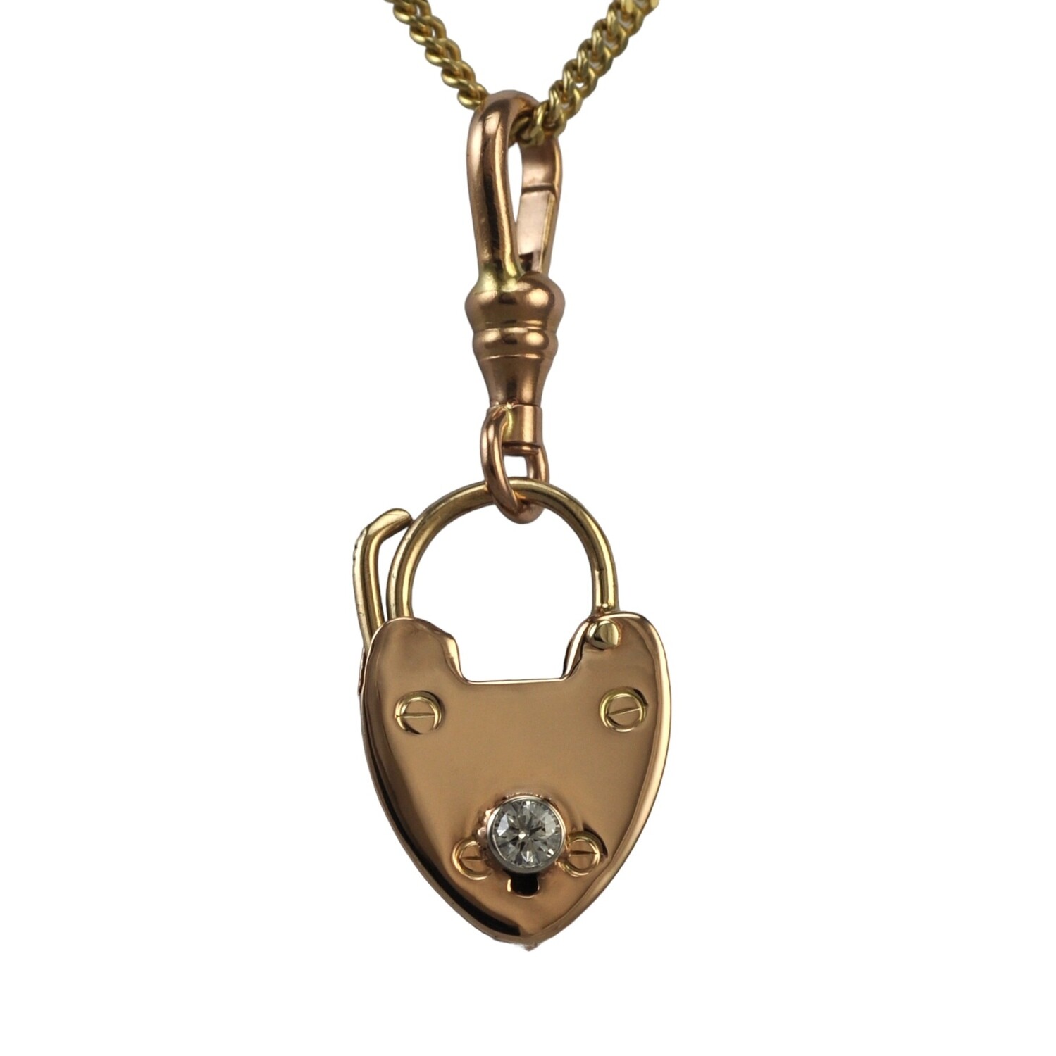 Antique Rose Gold Diamond Set Padlock