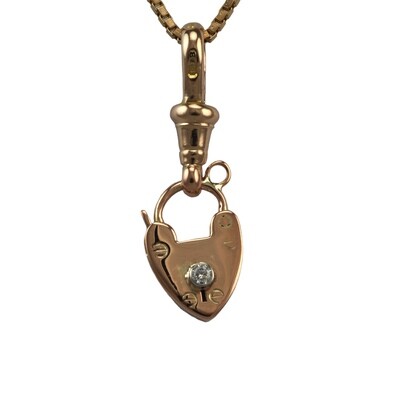 ​9ct rose gold diamond set padlock