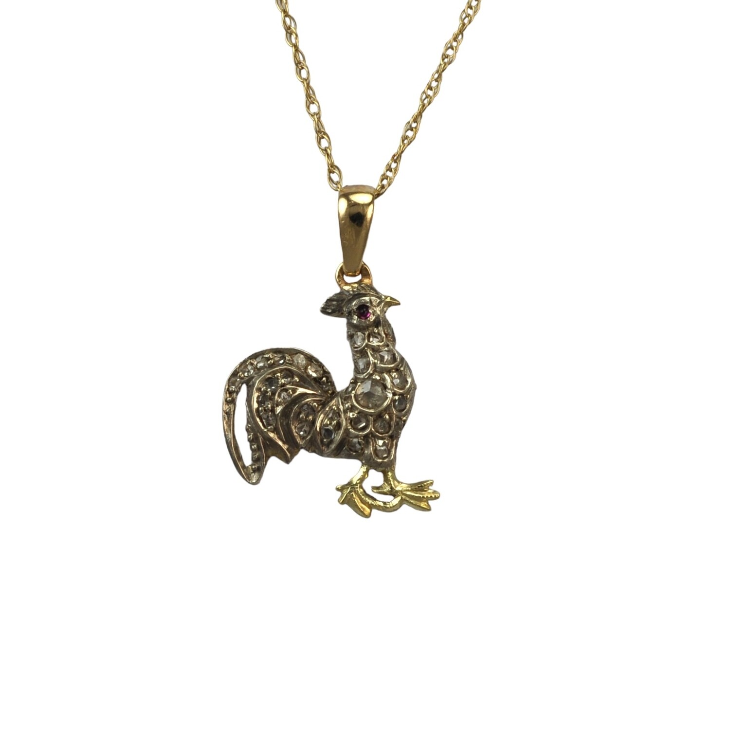 Antique Diamond Set Rooster Pendant