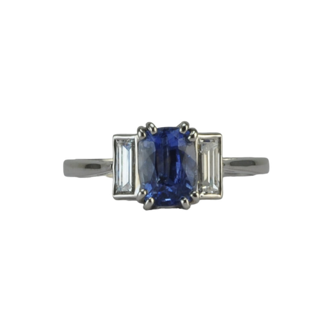 Handmade Sapphire and Diamond Engagement Ring