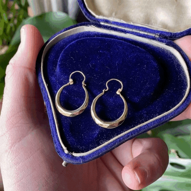 Vintage Gold Facetted Hoop Earrings - Reserved