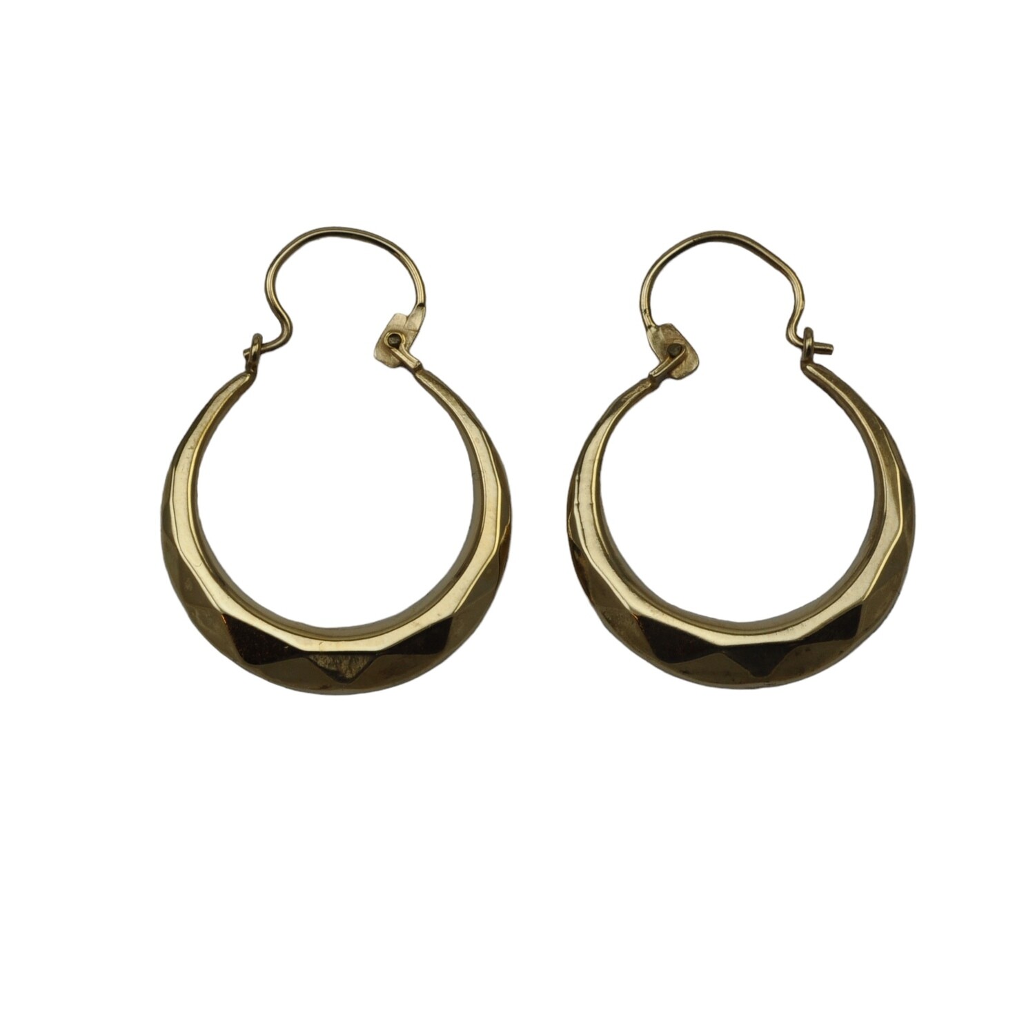 Vintage Gold Facetted Hoop Earrings
