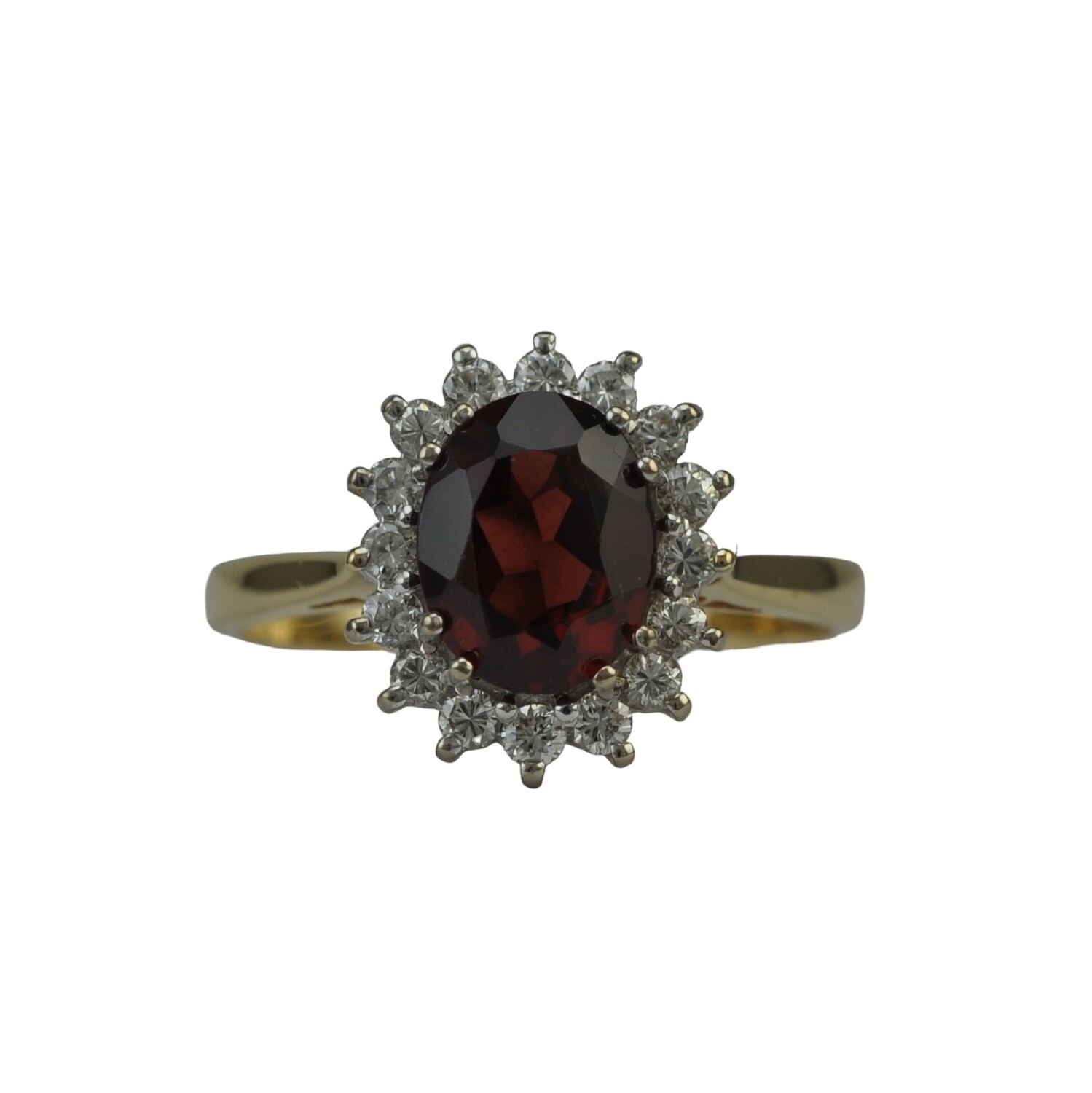 Preowned Garnet and diamond Cluster Ring