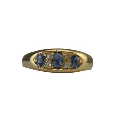 Victorian Sapphire and Diamond Gypsy Style Ring