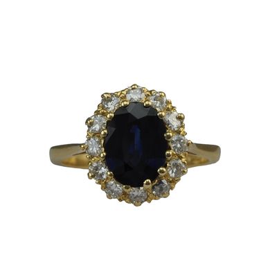 Vintage Sapphire and Diamond Cluster Ring - RESERVED