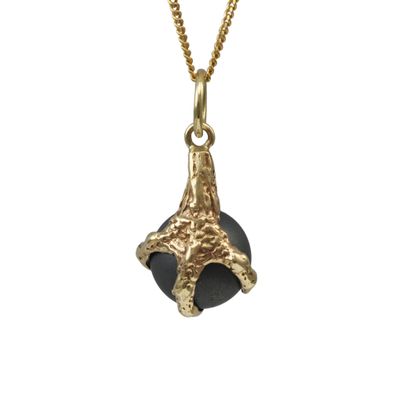 Vintage dark hard stone claw pendant