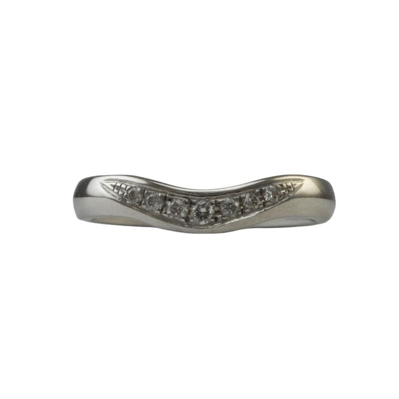 18ct White Gold Curved Diamond Set Wedding Ring