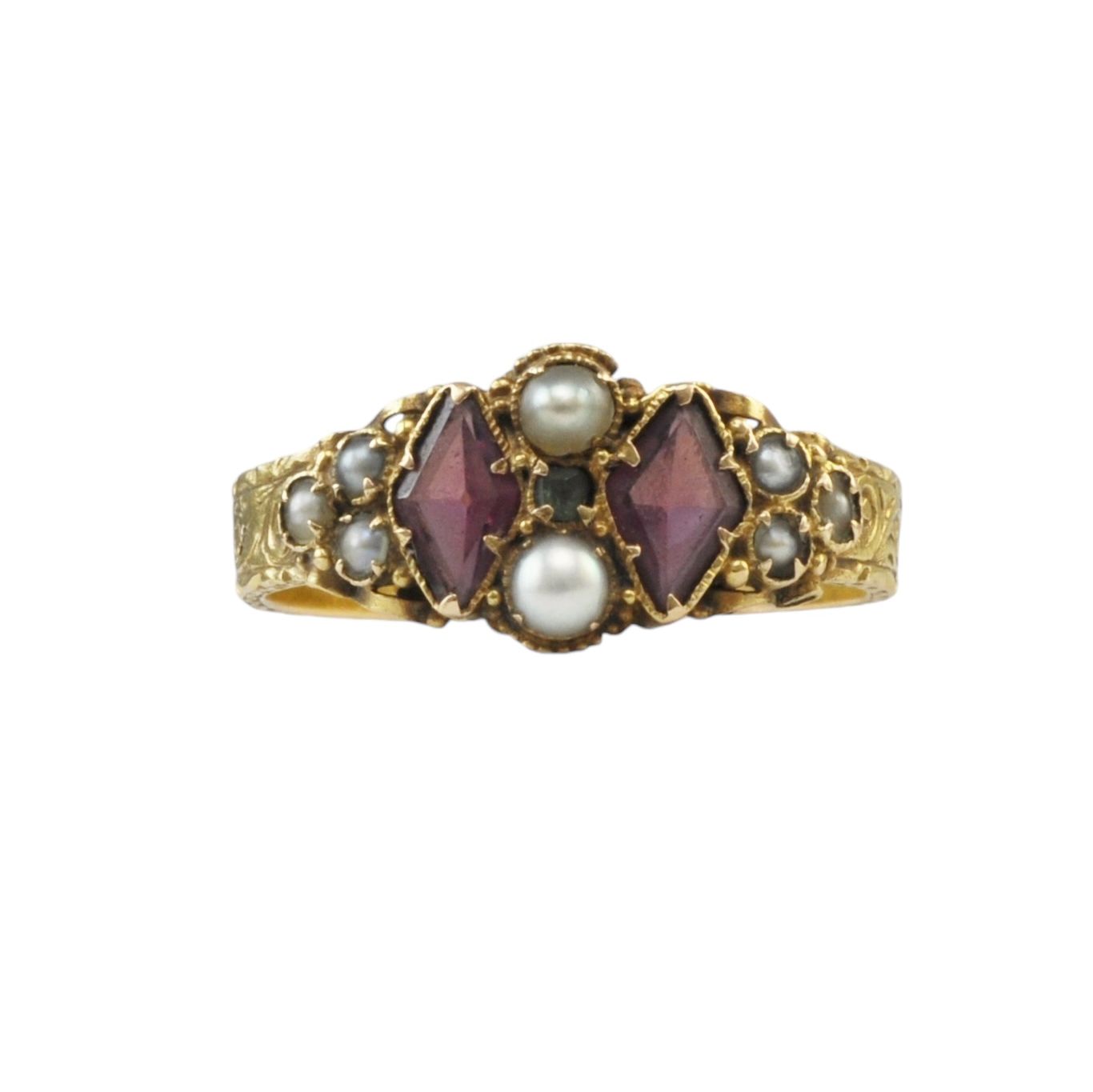 1868 Gemstone Pearl and Paste Ring