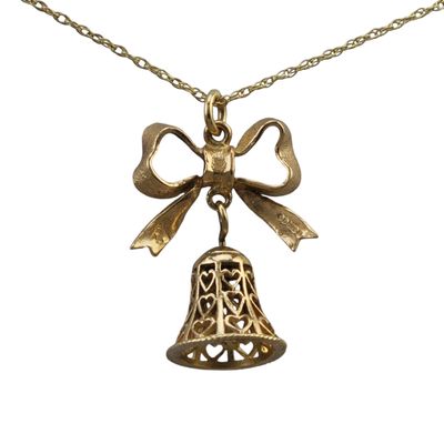 9ct Gold Bell & Bow Charm