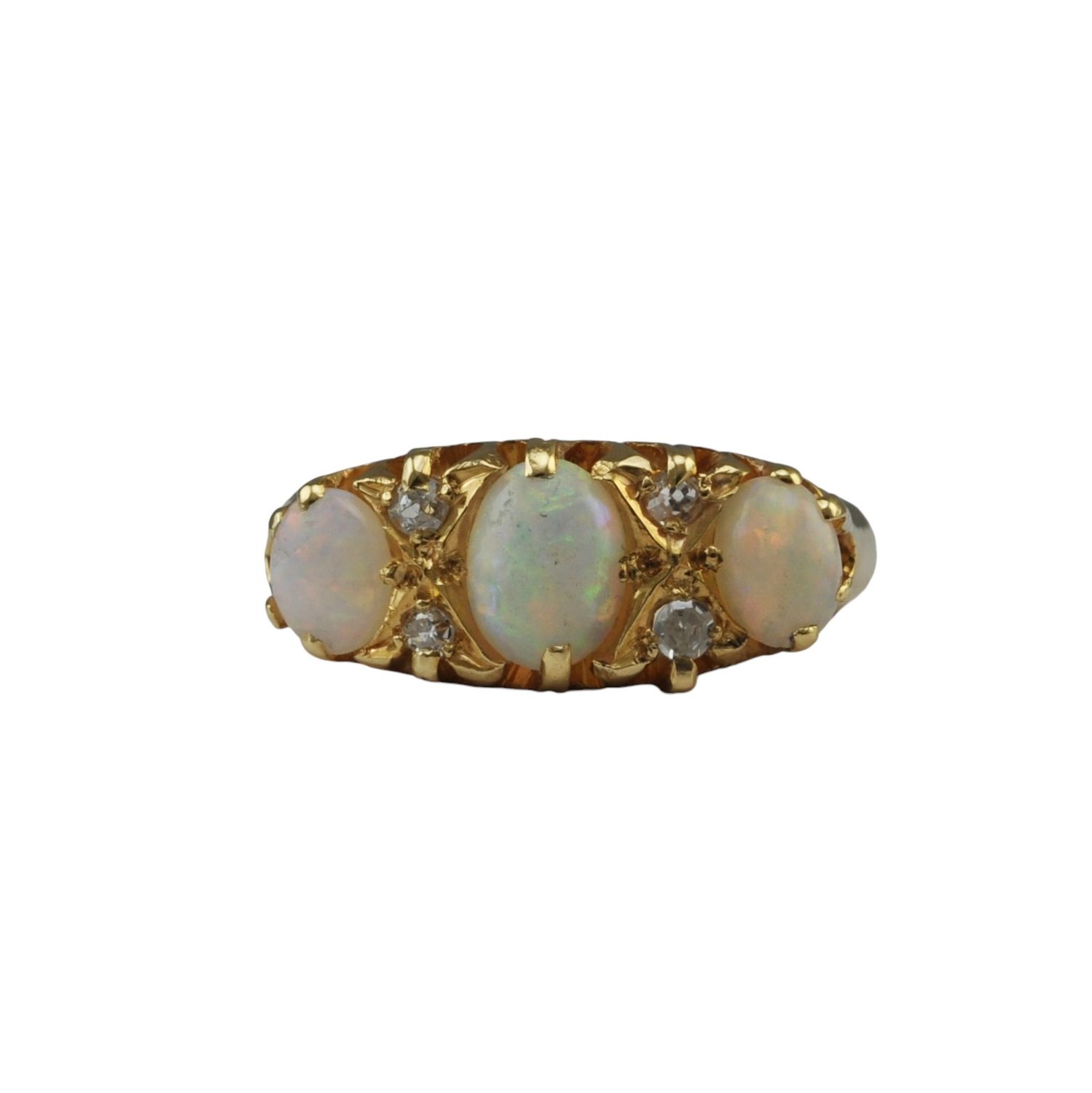 Antique 18ct Gold Opal and Diamond Ring