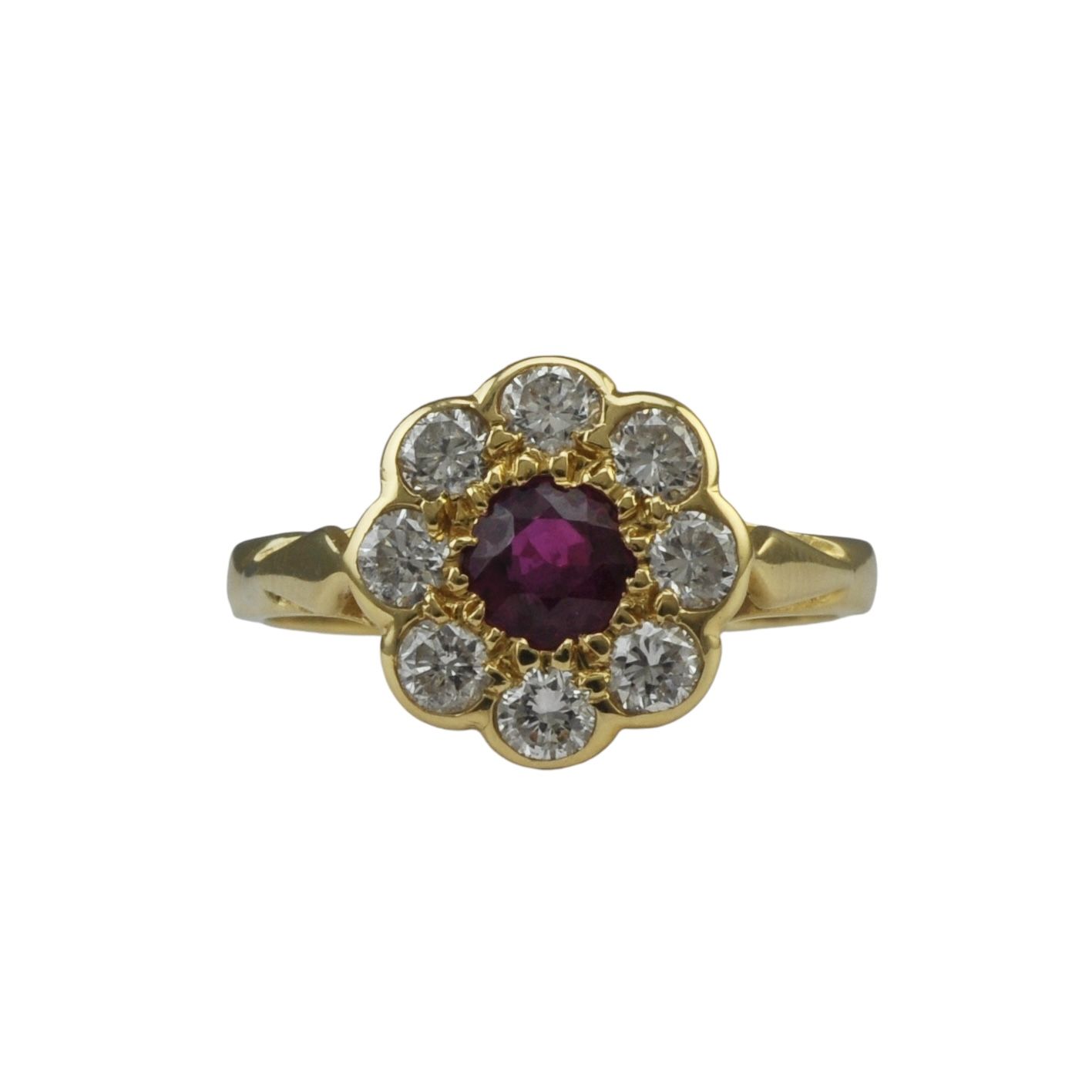 18ct Ruby & Diamond Daisy Cluster Ring