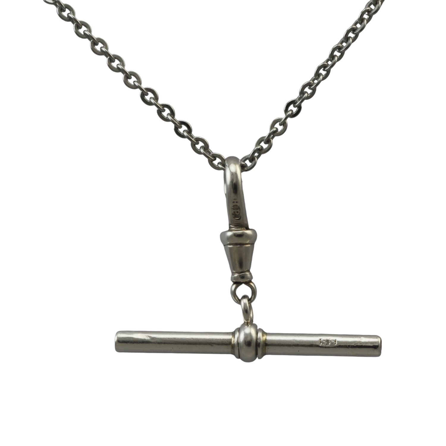 Silver Ruby Set T-Bar Pendant.