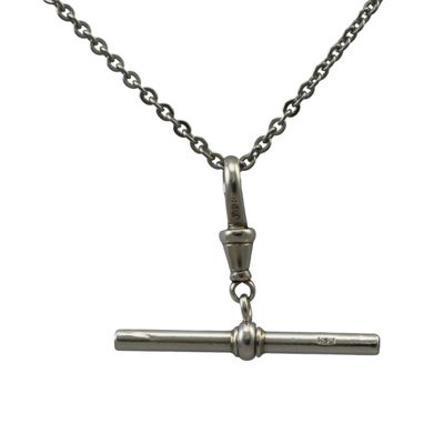 Silver Ruby Set T-Bar Pendant.