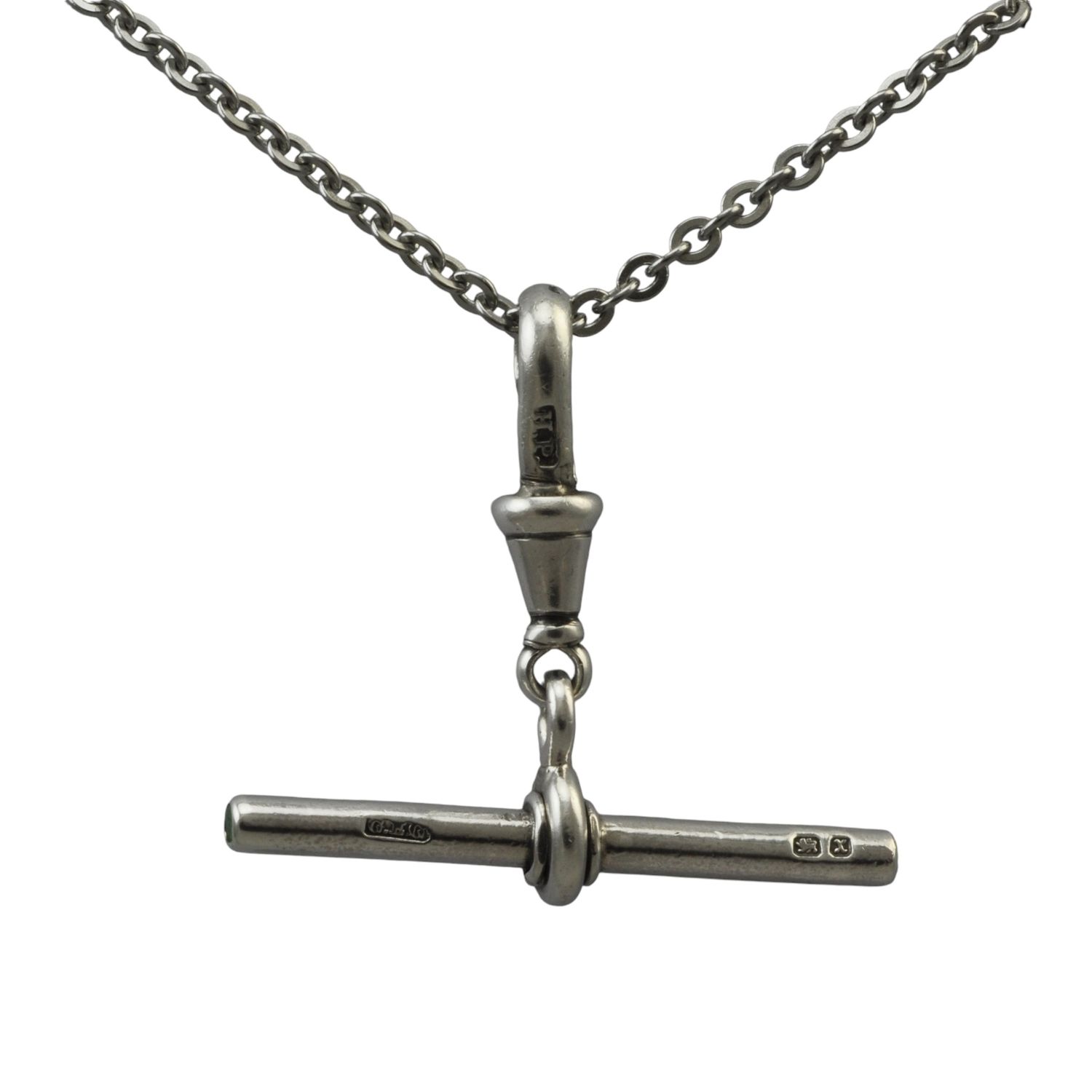 Silver Emerald Set T-Bar Pendant.