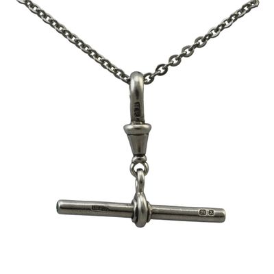Silver Emerald Set T-Bar Pendant.