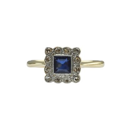 18ct Gold & Platinum Sapphire & Diamond Ring