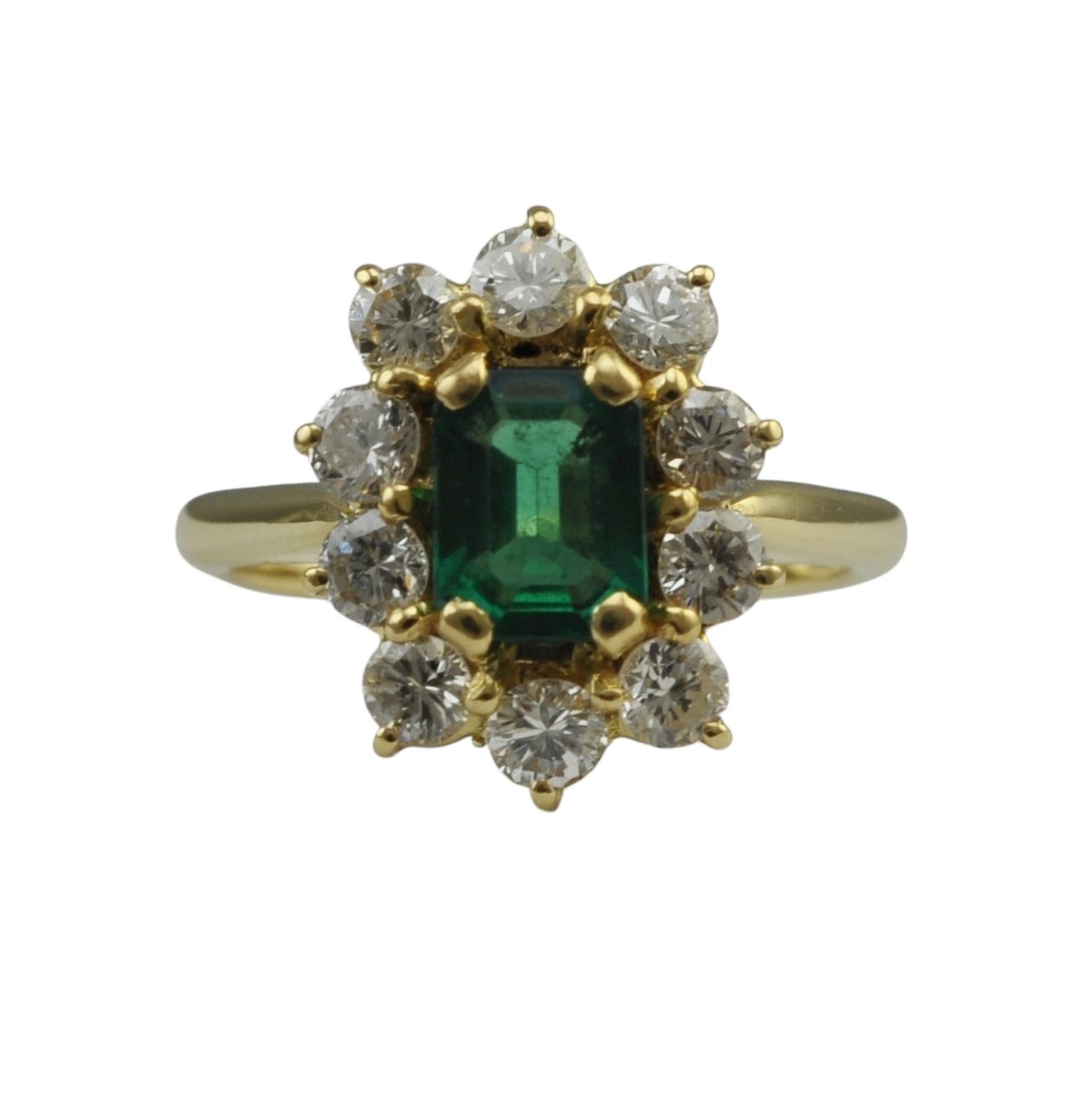 18ct Emerald & Diamond Cluster Ring