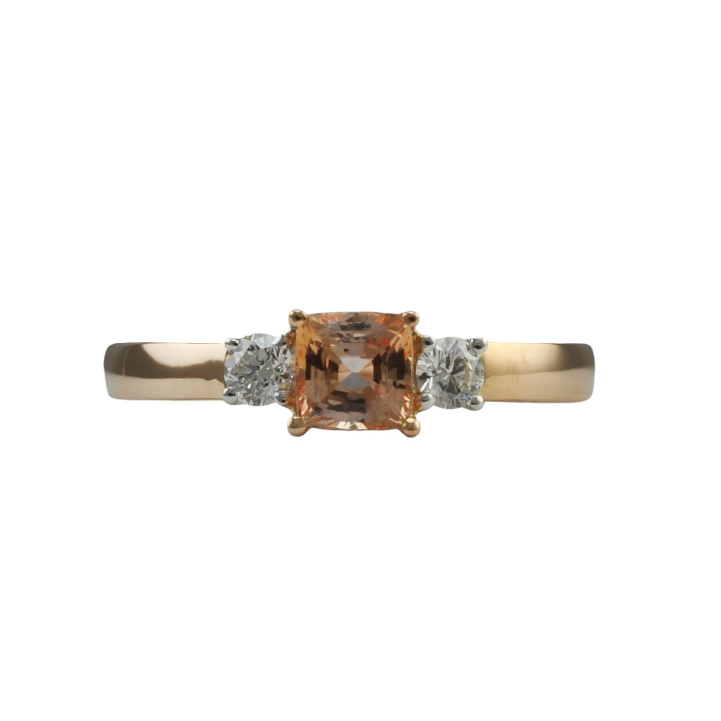 18ct Rose Gold Diamond and Peach Sapphire Ring - RESERVED