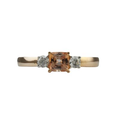 18ct Rose Gold Diamond and Peach Sapphire Ring - RESERVED
